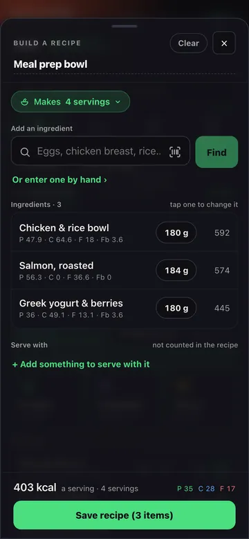 Build a recipe