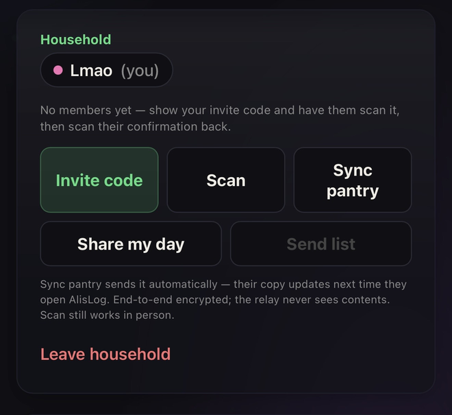 Household card with pairing and sync
